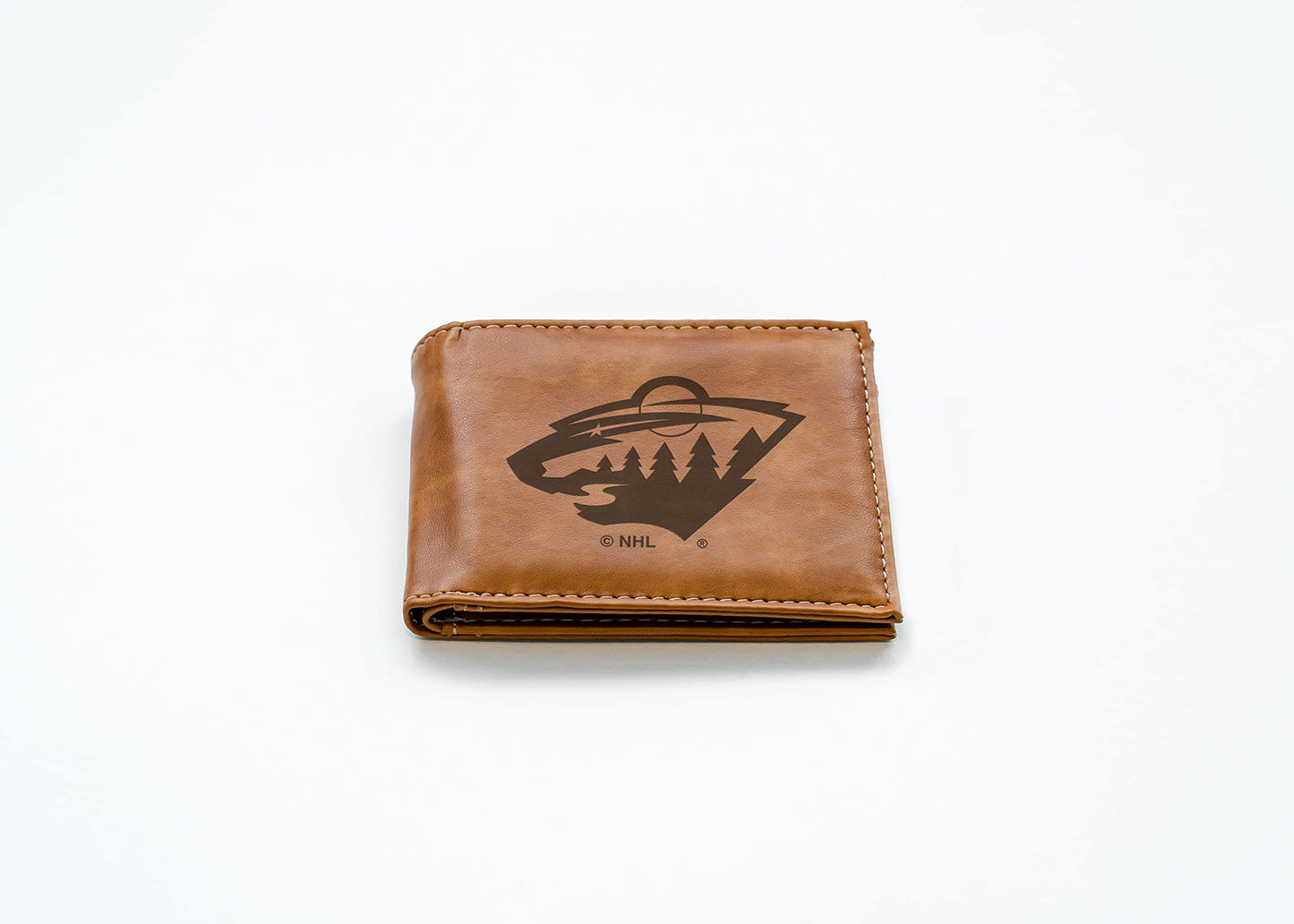 Minnesota NHL Wild Laser Engraved Brown Billfold Wallet