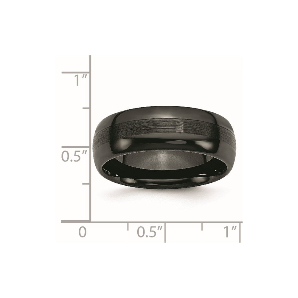 Ceramic Black 8mm Brushed and Polished Band Size - 9