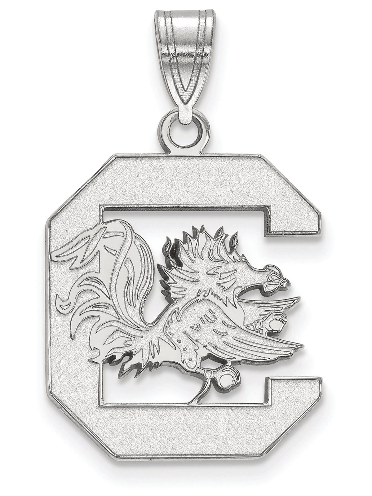 14k White Gold LogoArt University of South Carolina Large Pendant Q4W004USO