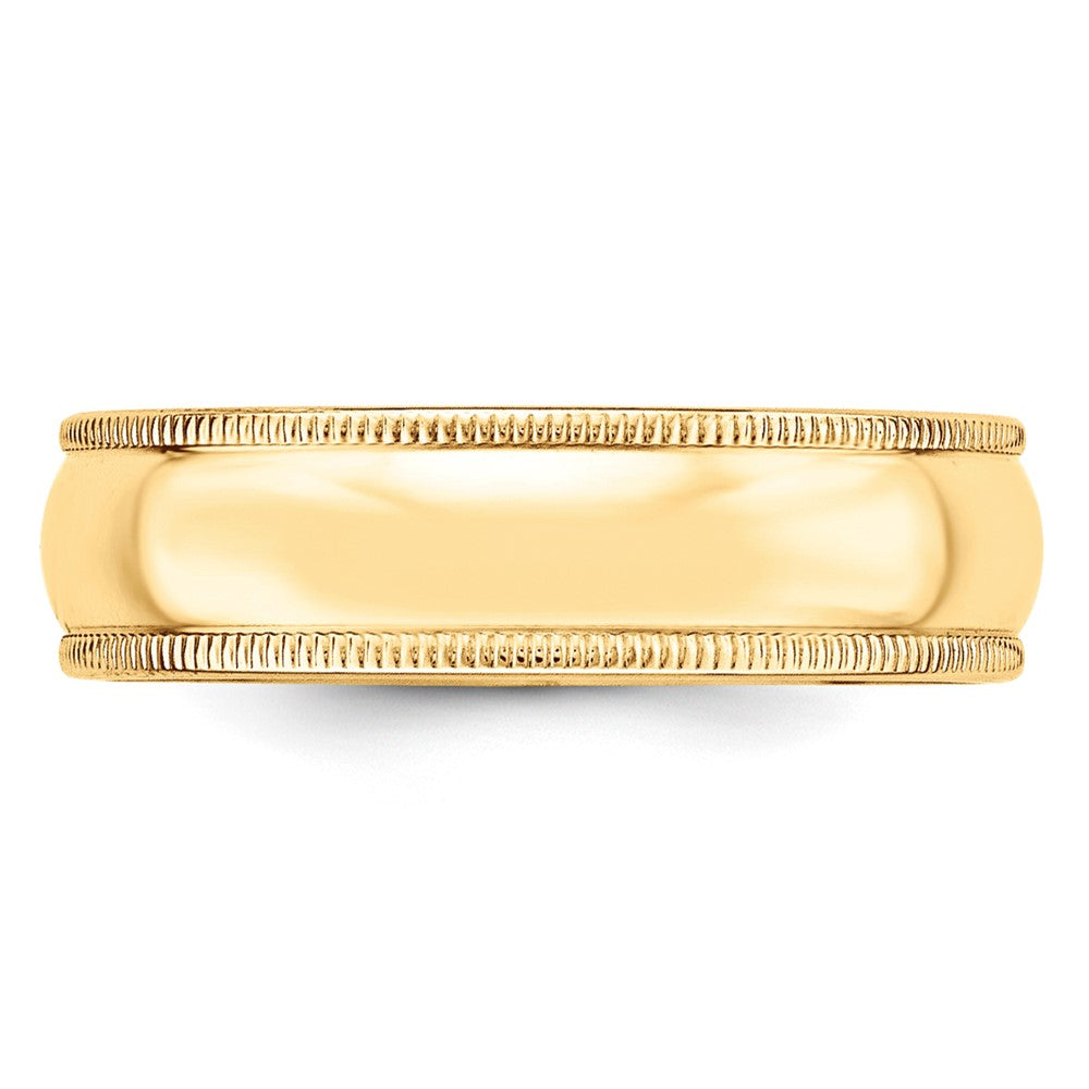 14k Yellow Gold 6mm Lightweight Milgrain Half Round Wedding Band Size 12