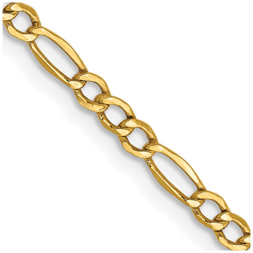 14K 28 inch 2.5mm Semi-Solid Figaro with Lobster Clasp Chain