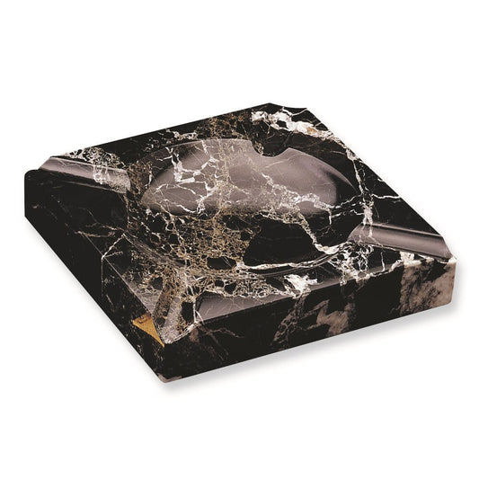 Handcrafted Black Solid Marble Square Cigar Ashtray QGL8463