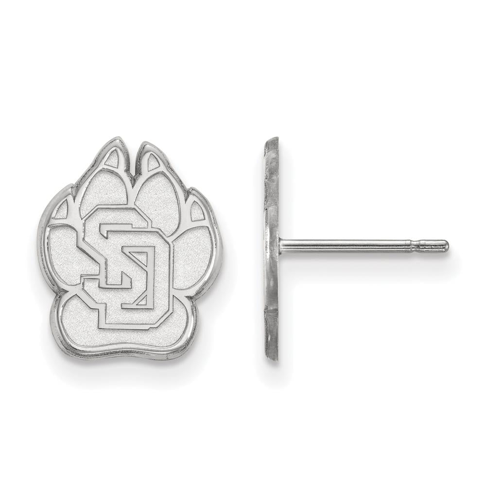 Sterling Silver Rhodium-plated LogoArt University of South Dakota Small Post Earrings QSS004USD