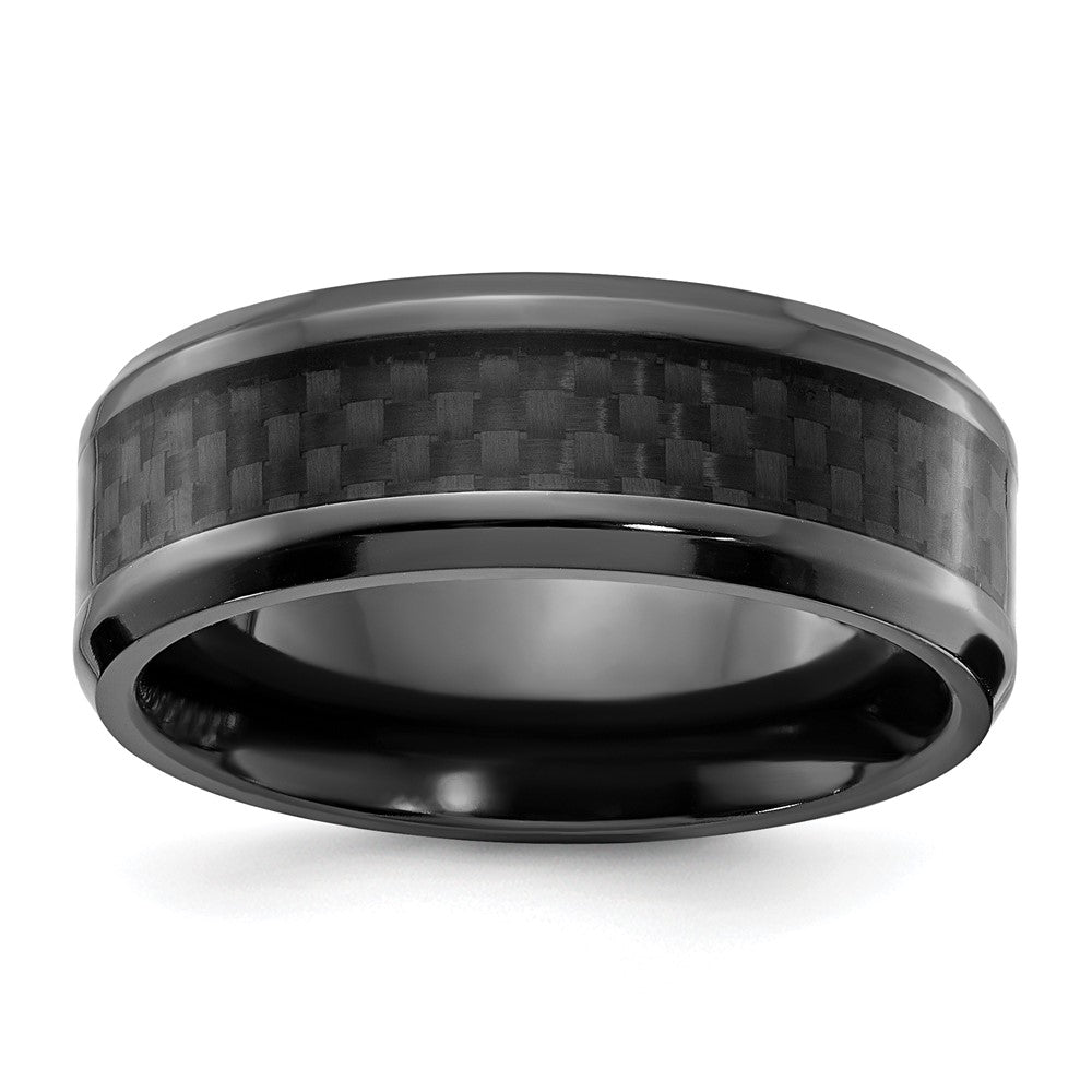 Black Zirconium Polished w/Black Carbon Fiber Inlay 8mm Band Size - 8