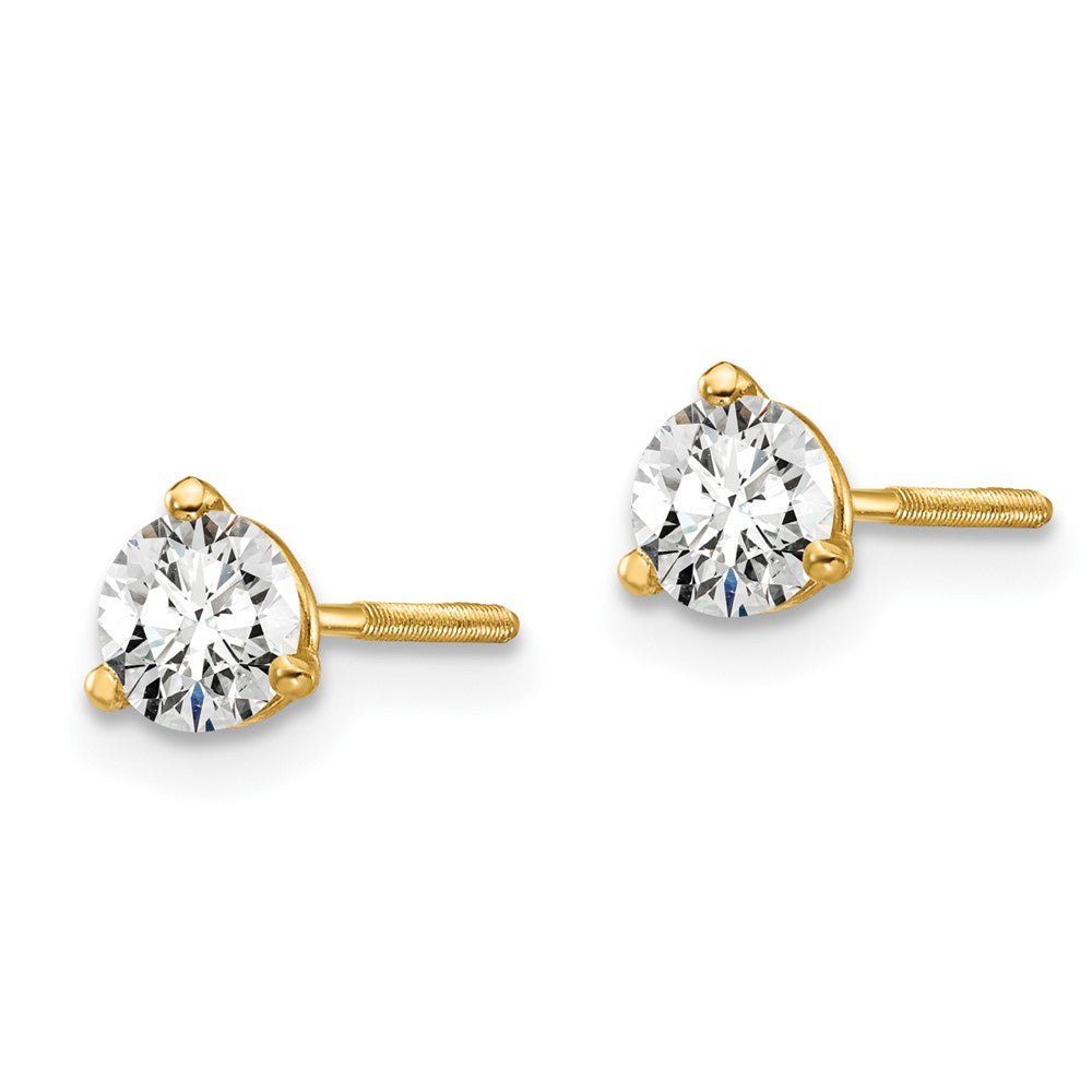 14k Yellow Gold 1/2 ctw Lab Grown Diamond VS/SI+ G+ Round 3 Prong Heavy Wt. Screwback Stud Earrings