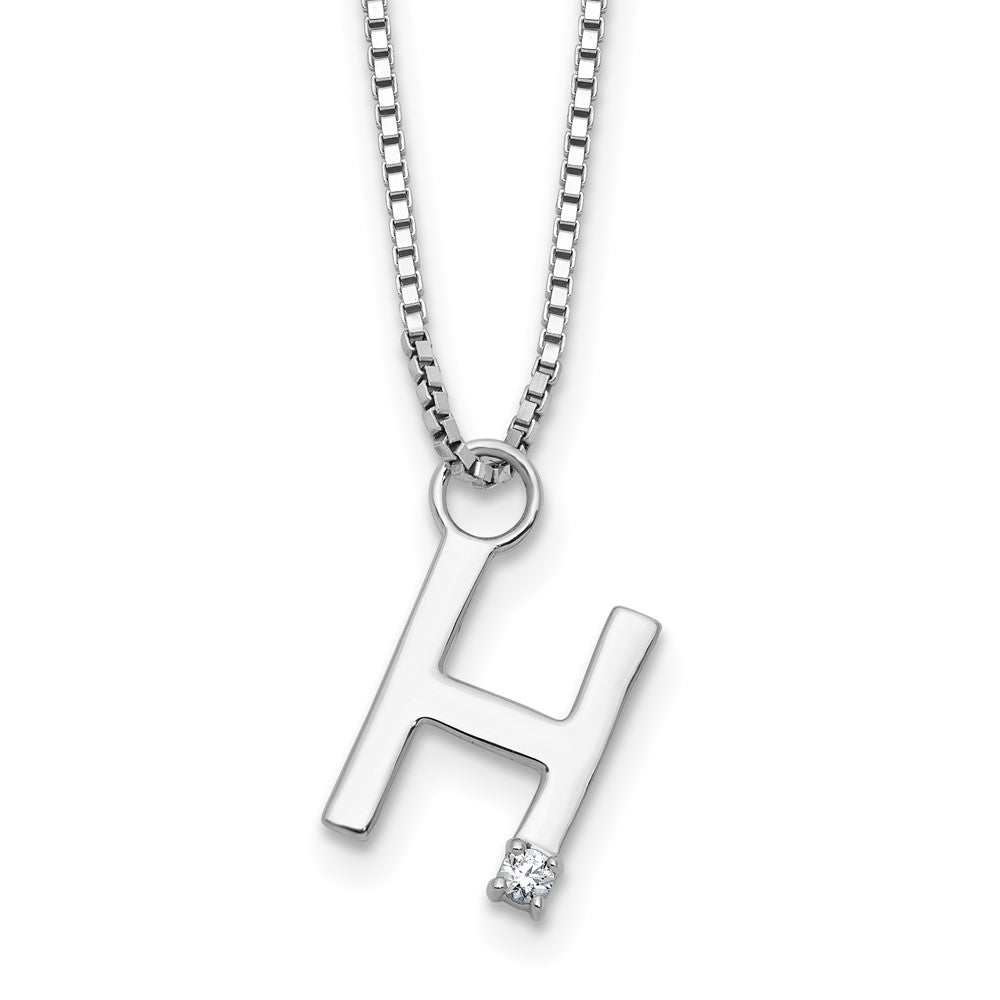 White Ice Sterling Silver Rhodium-plated 18 inch Diamond Letter H Initial Necklace plus 2 inch Extender 18 Inches