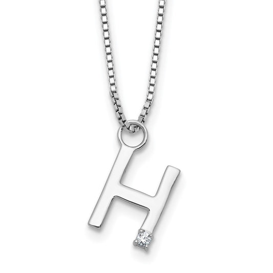 White Ice Sterling Silver Rhodium-plated 18 inch Diamond Letter H Initial Necklace plus 2 inch Extender 18 Inches