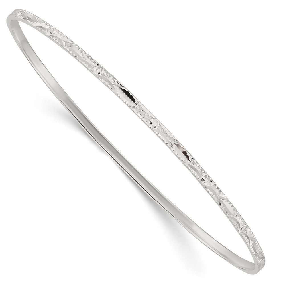 Sterling Silver Diamond Cut Slip-on Bangle 8 inches