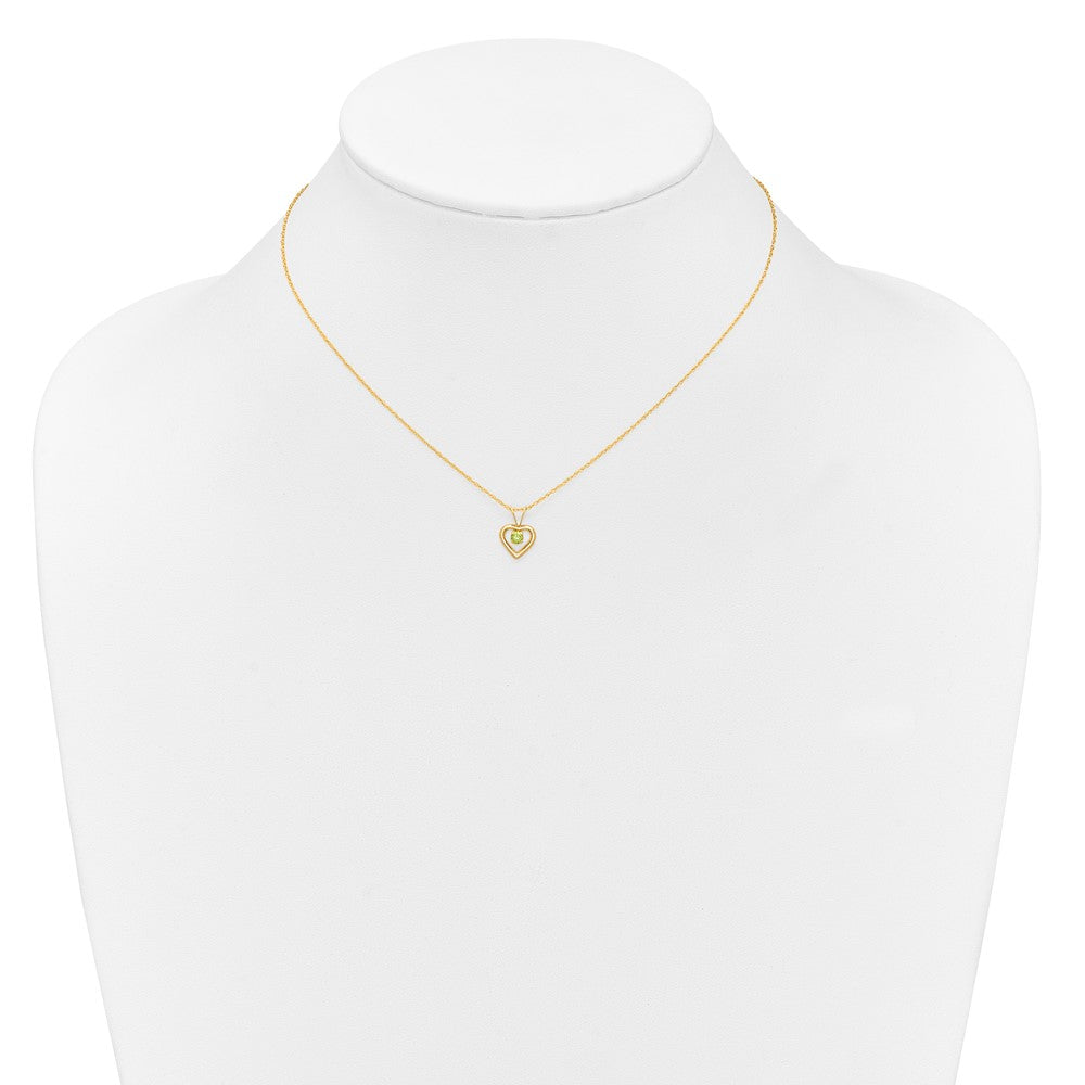 14k Madi K 3mm Peridot Heart Birthstone Necklace