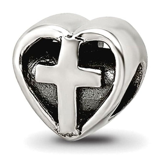Sterling Silver Reflections Kids Heart w/Cross Bead