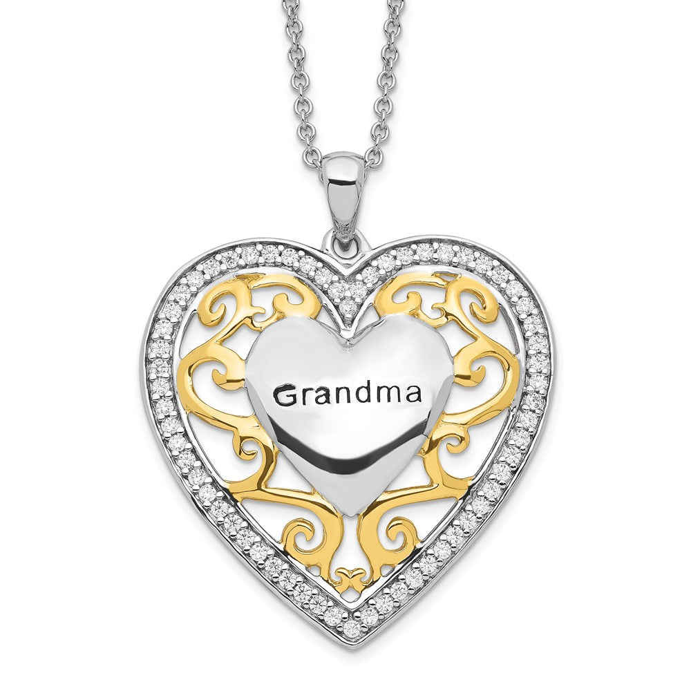 Sentimental Expressions Sterling Silver Gold-plated Grandma 18in Heart Necklace 18 Inches