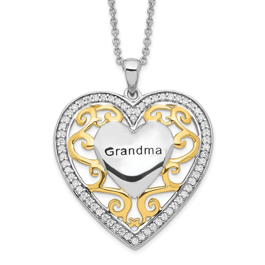 Sentimental Expressions Sterling Silver Gold-plated Grandma 18in Heart Necklace 18 Inches