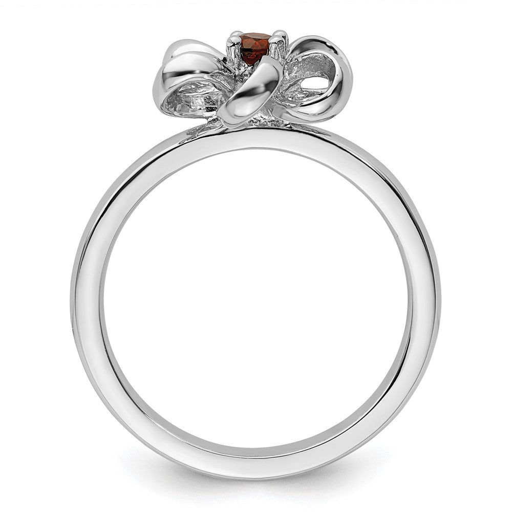 Sterling Silver Stackable Expressions Polished Garnet Flower Ring Size -7