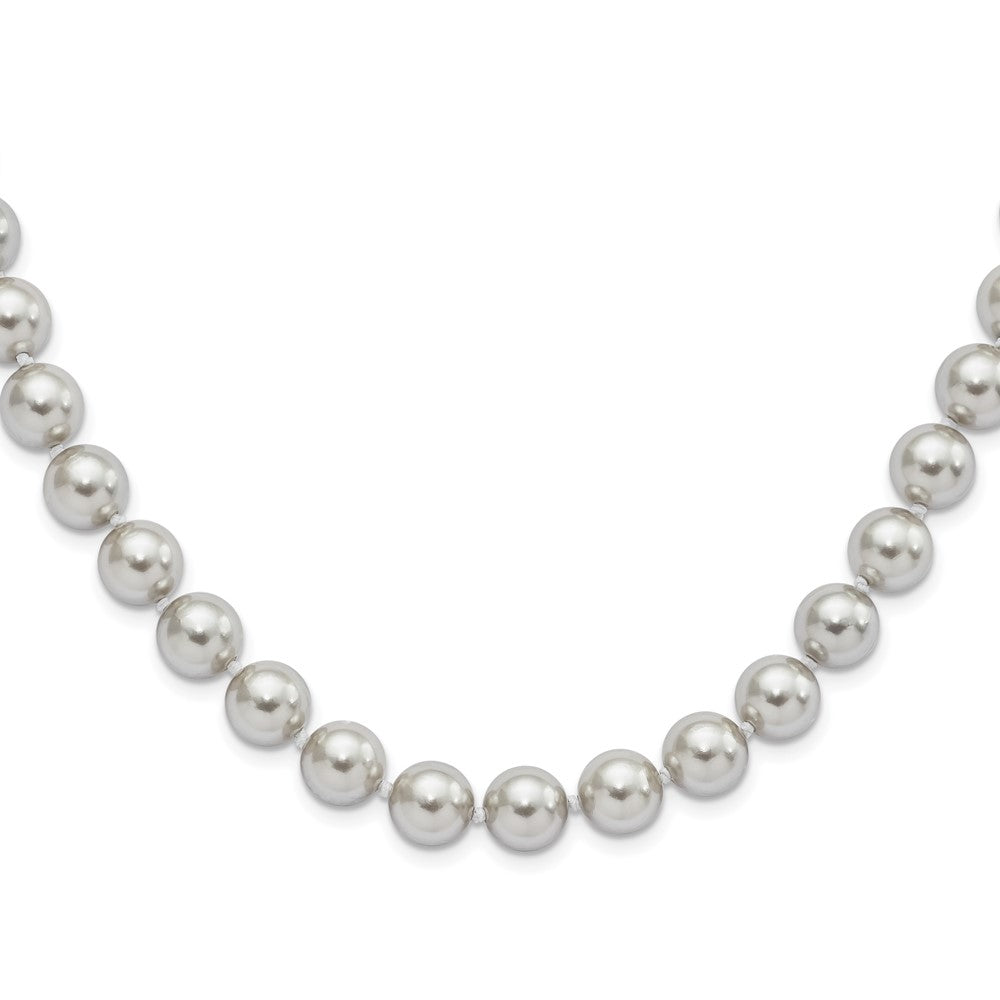 Majestic Sterling Silver Rhodium-plated 10-11mm Grey Imitation Shell Pearl Hand-knotted Necklace 18 Inches