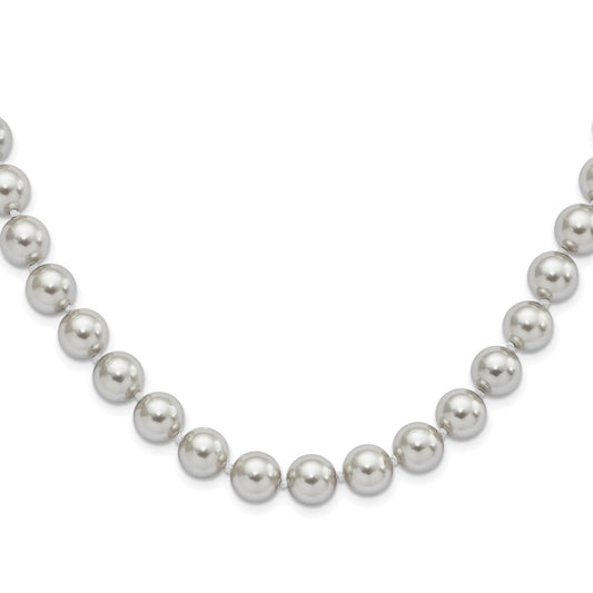 Majestic Sterling Silver Rhodium-plated 10-11mm Grey Imitation Shell Pearl Hand-knotted Necklace 18 Inches