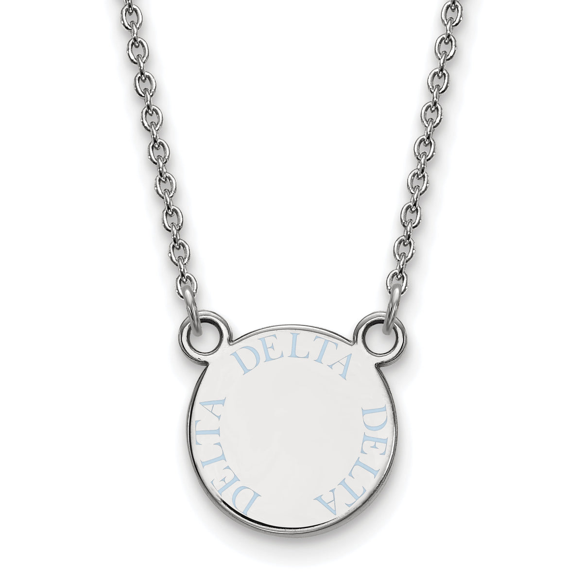 Sterling Silver 18in Official Licensed Greek Sororities Delta Delta Delta (???) XS Enamel Pendant w/Necklace