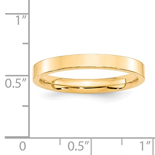 14k Yellow Gold 3mm Standard Weight Flat Comfort Fit Wedding Band Size 10