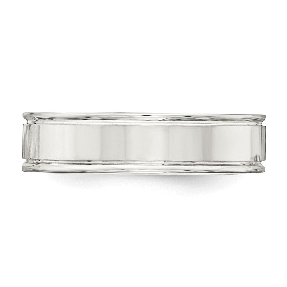 Sterling Silver 6mm Polished Flat Grooved Fancy Band Size 8.5
