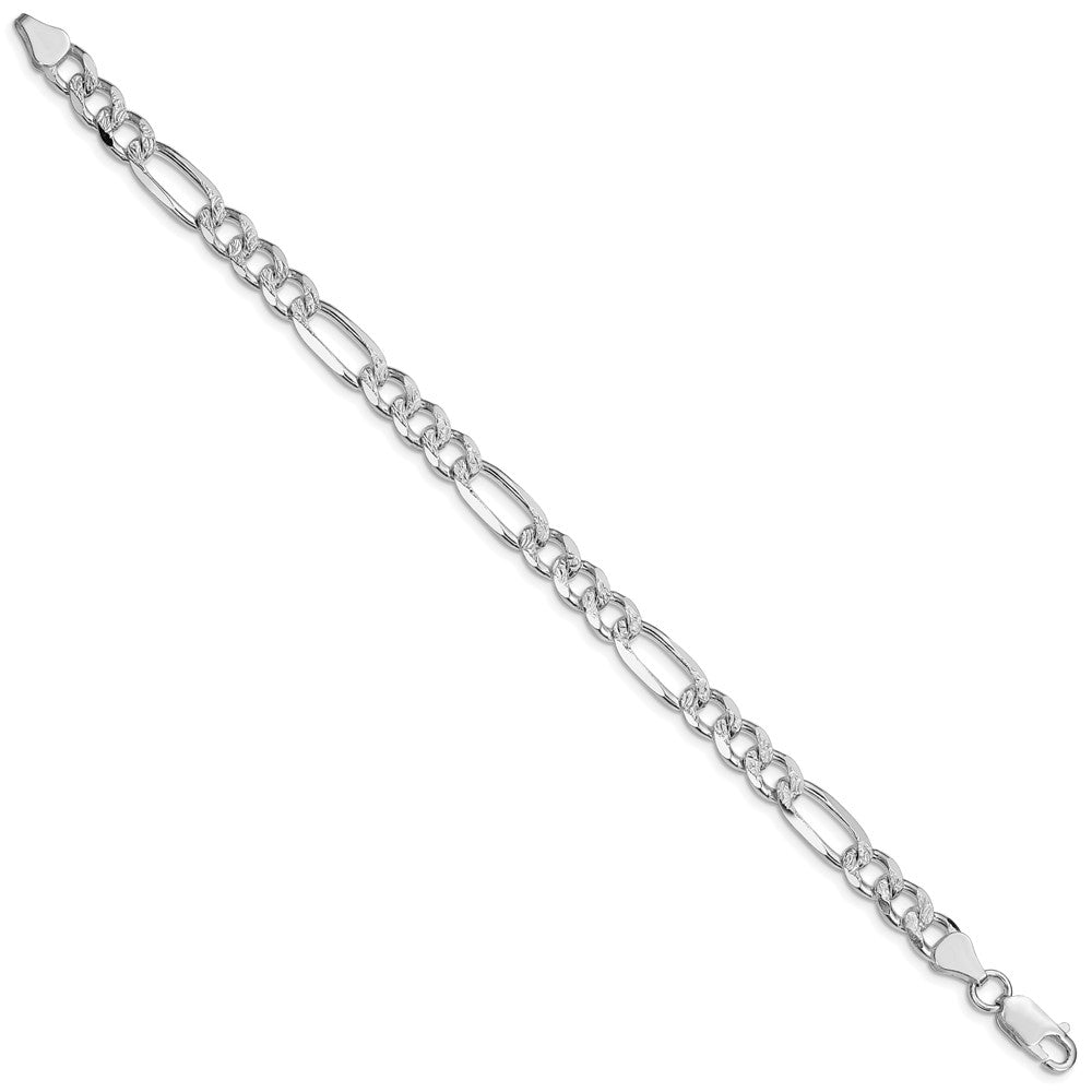 Sterling Silver Rhodium-plated 7.25mm Pav‚ Flat Figaro Chain