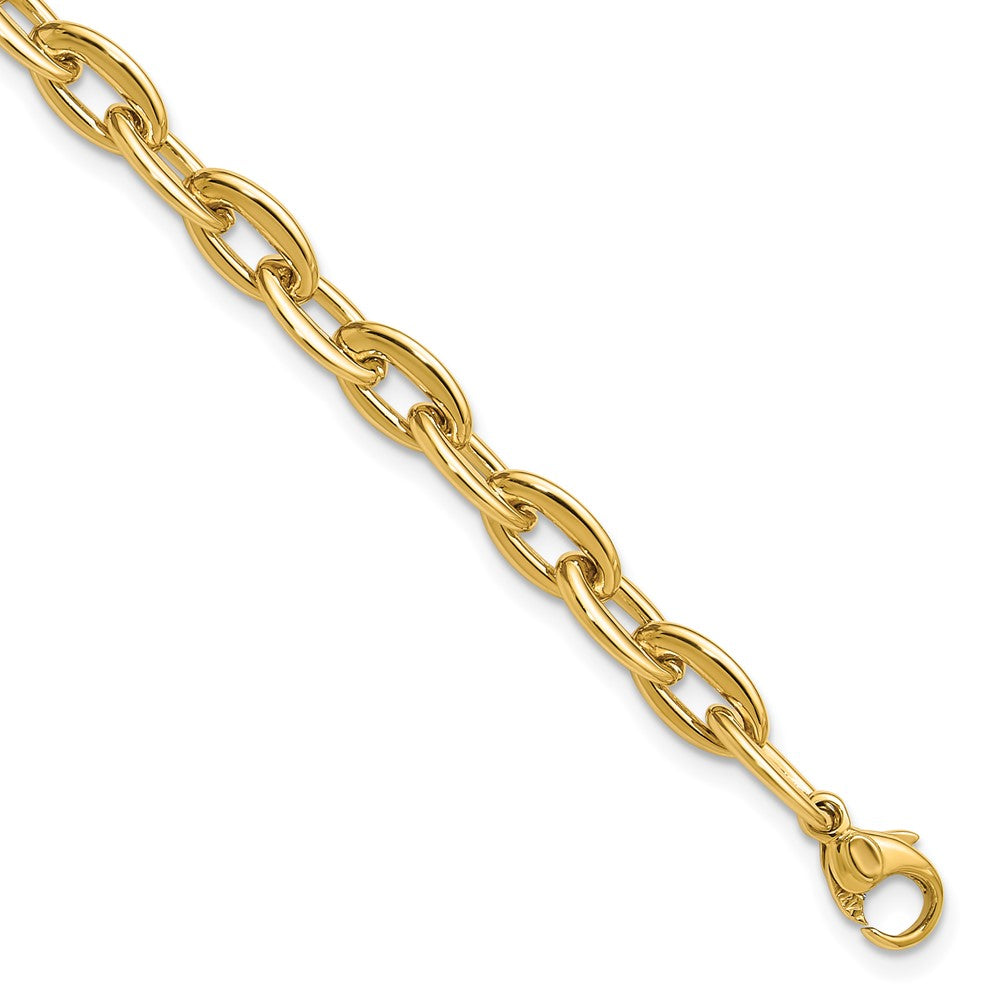 14K Polished Fancy 5.5mm Oval Link Bracelet 7.5  inches