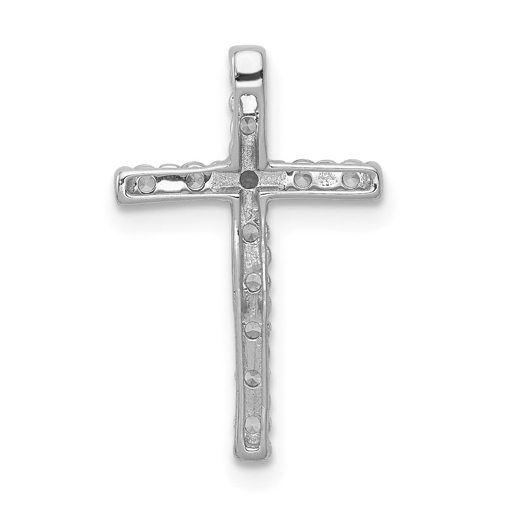 14k White Gold 1/4 carat Lab Grown Diamond VS/SI+ G+ Cross Chain Slide Pendant