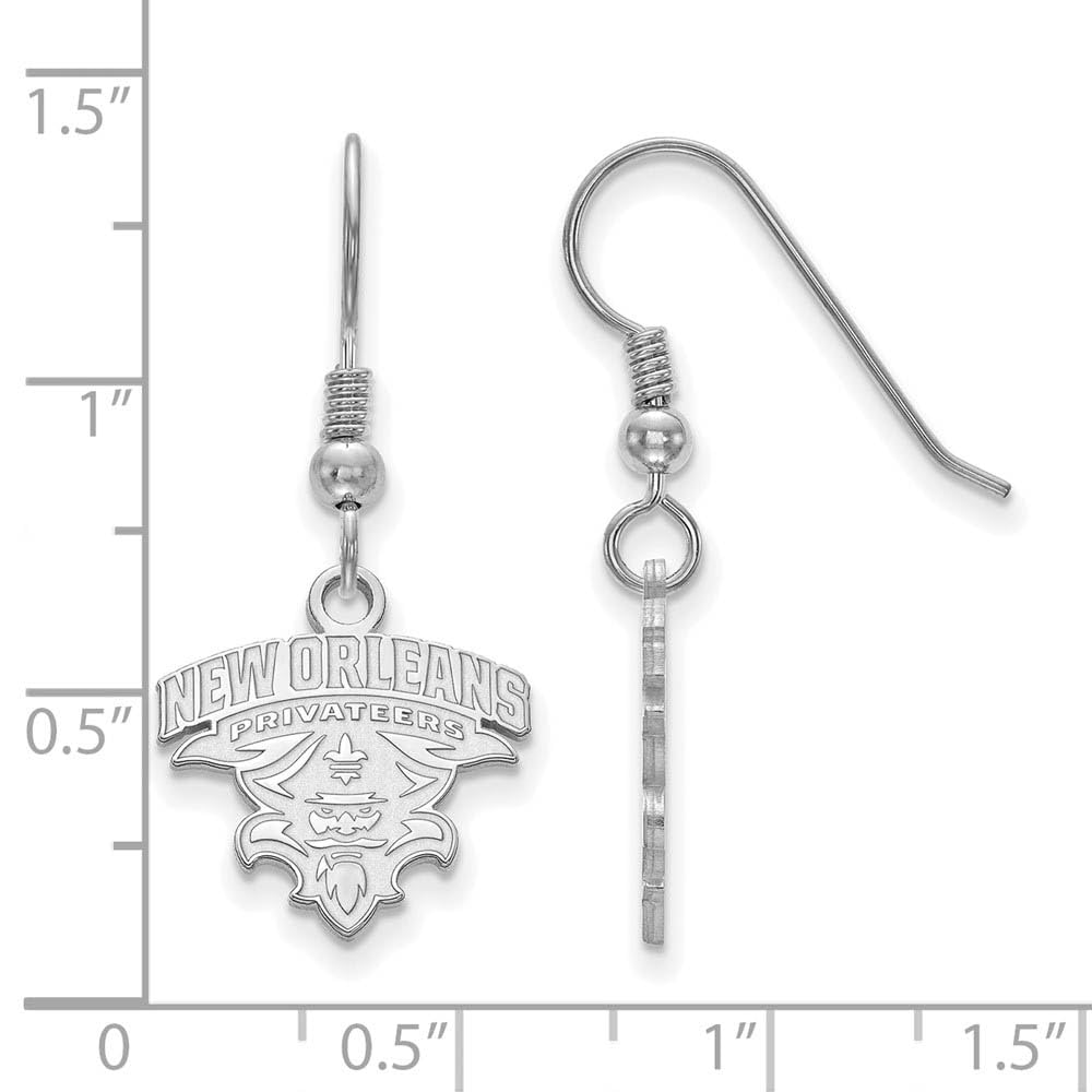 Sterling Silver Official Licensed Collegiate University of New Orleans (UNO) Small Dangle Earrings