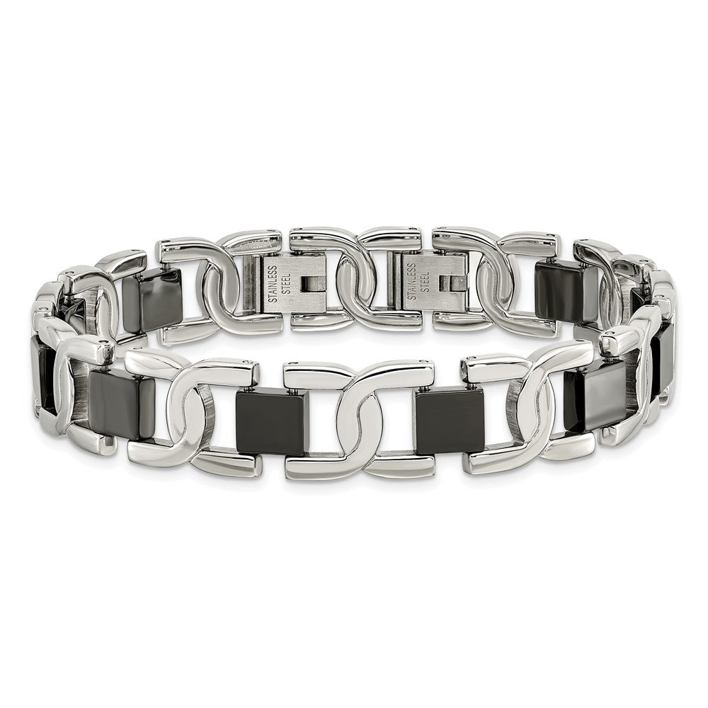 Stainless Steel Polished Black IP-plated 8in Bracelet