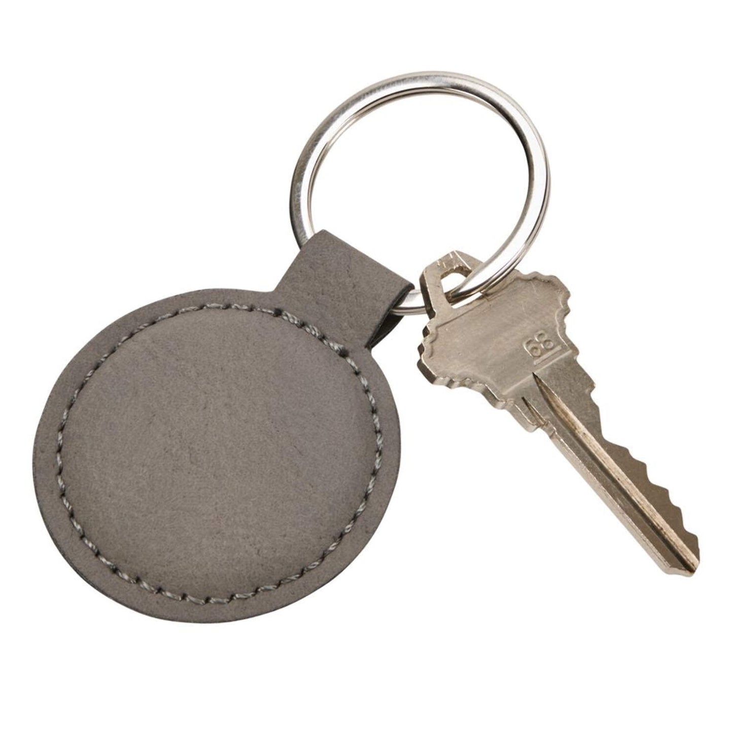 Creative Gifts International 002761 Leatherette Round Key Chain, Grey