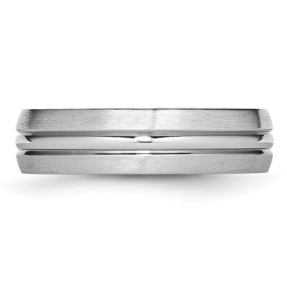 Cobalt Satin and Polished Grooved 6mm Band Size - 12