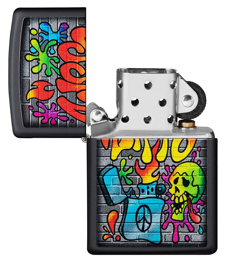 Zippo Street Art Design Black Matte Pocket Lighter