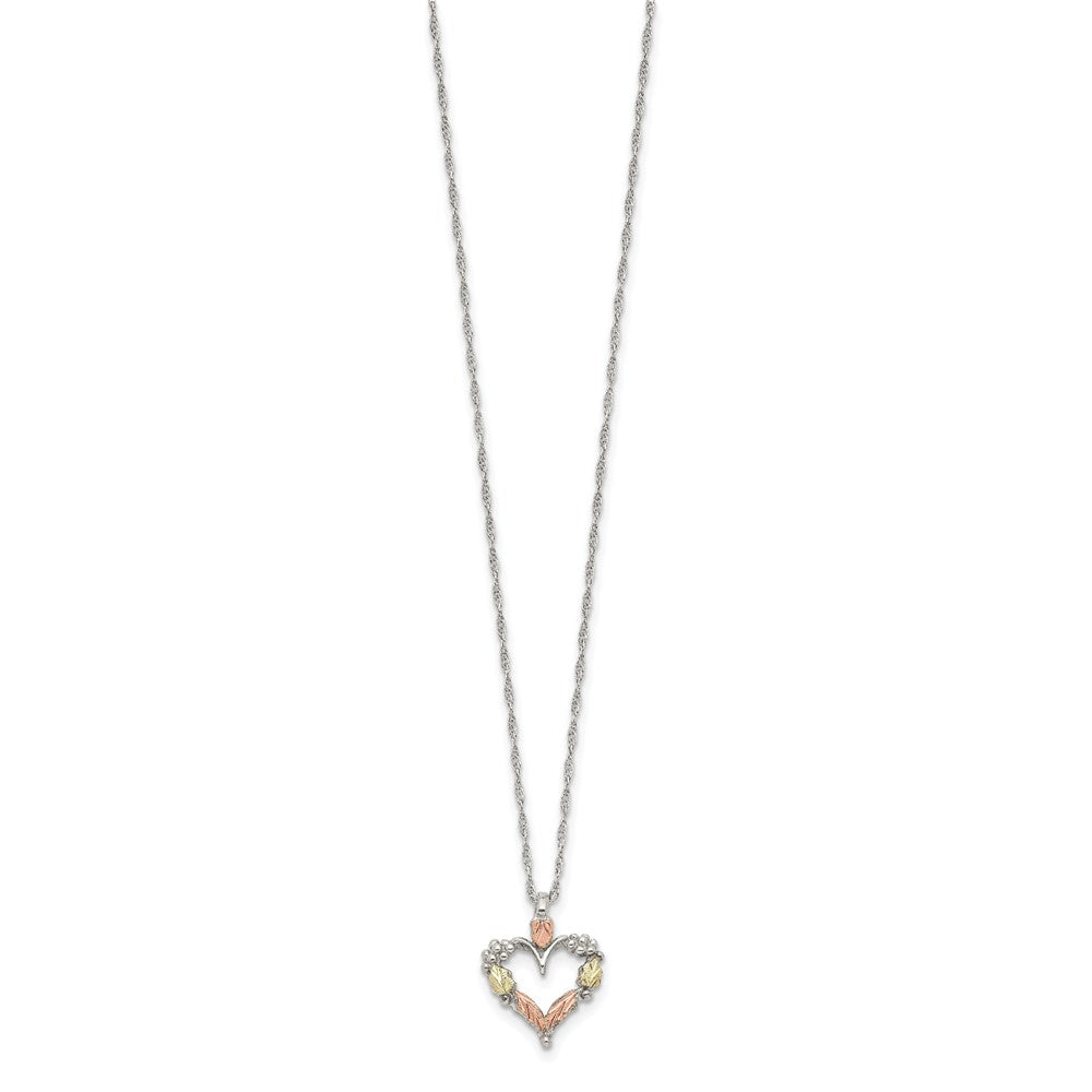 Landstrom's Mt. Rushmore Black Hills Sterling Silver 12K Gold Accents Open Heart 18 inch Spring Ring Clasp Necklace 18 Inches