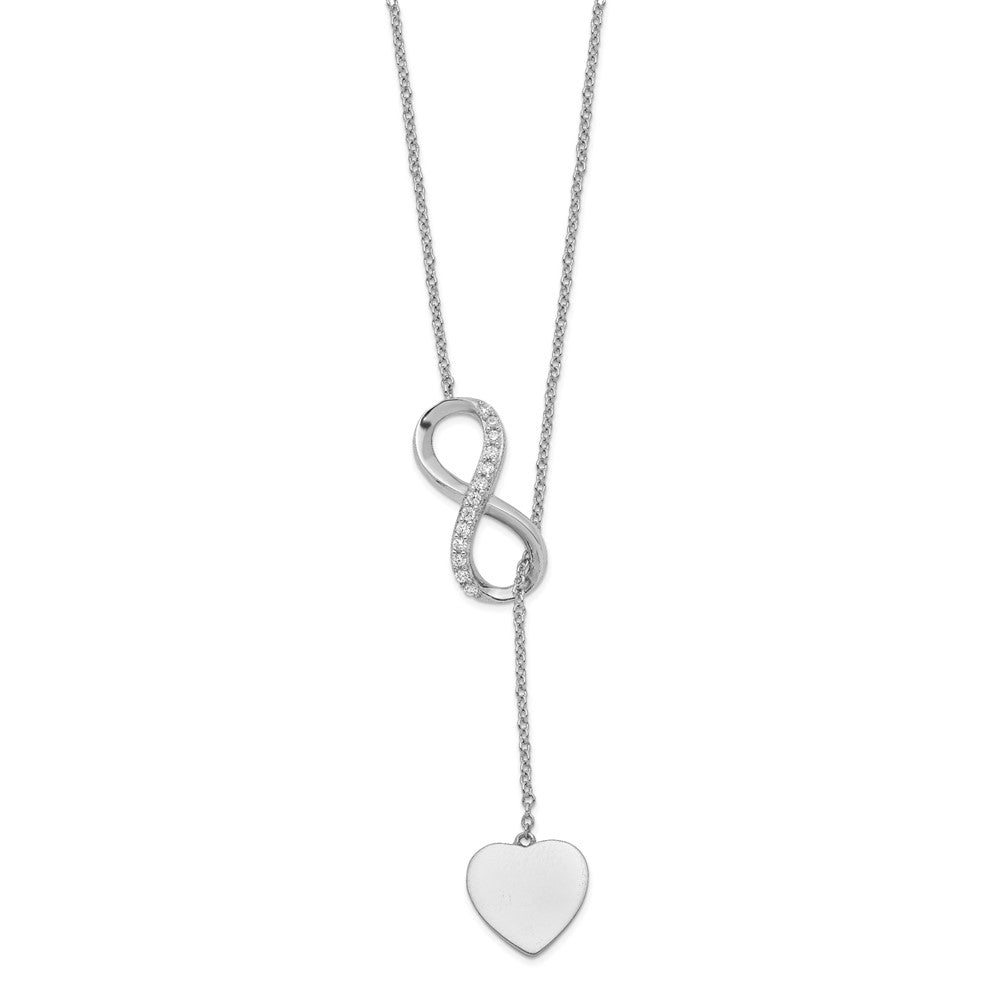 Sterling Silver RH-plated CZ Infinity/Heart w/2in ext. Y-Necklace 16 Inches
