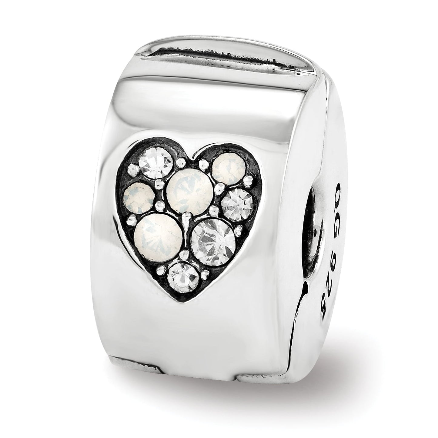 Sterling Silver Reflections Crystal Heart Clip Bead