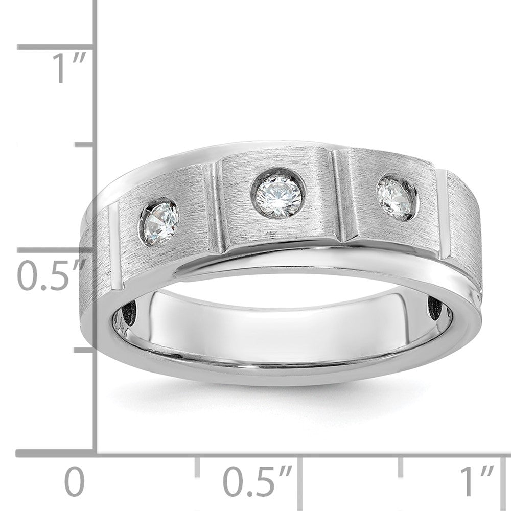 14k White Gold IBGoodman Men's Polished and Satin 1/4 carat Diamond Complete Ring