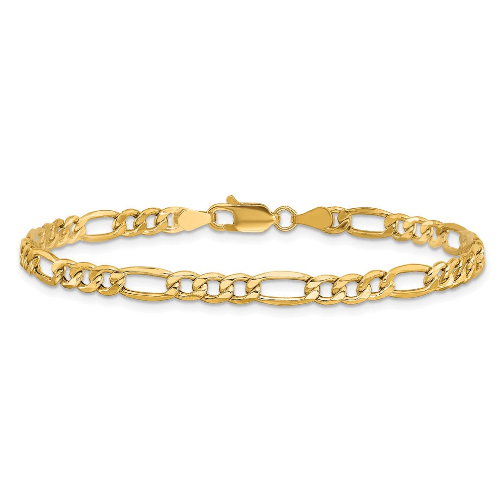 10k 4.4mm CUT Semi-Solid Figaro  Length = 6 9/16 Inch  Lobster Clasp