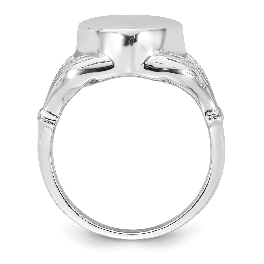 Sterling Silver Rhodium-plated Polished Claddagh Heart Ash Holder Size 8 Ring