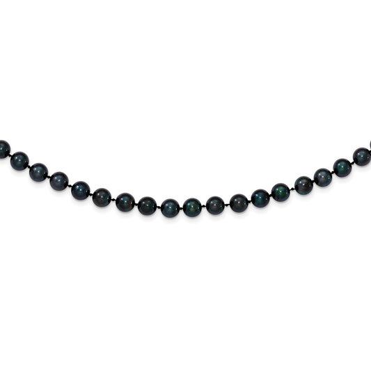 14k White Gold 6-7mm Black Round Akoya Saltwater Cultured Pearl 18 inch Necklace
