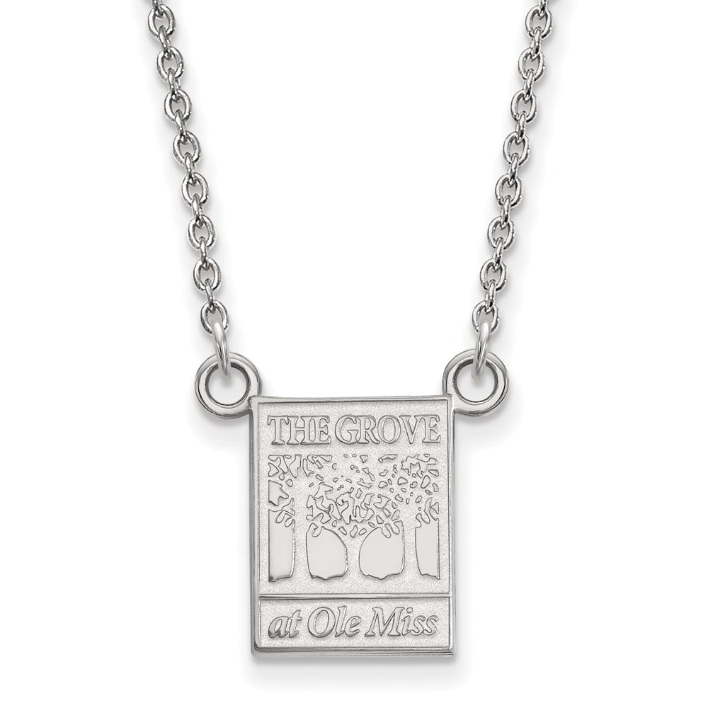 Beautiful SS Rh-p LogoArt University of Mississippi Small Pendant w/Necklace
