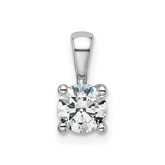 14k White Gold 1/2 carat Lab Grown Diamond VS+ F+ Round Complete Four Prong Pendant