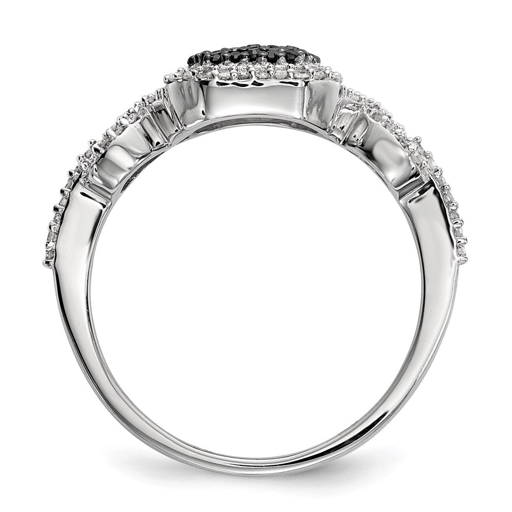 Sterling Silver Black and White Diamond Ring