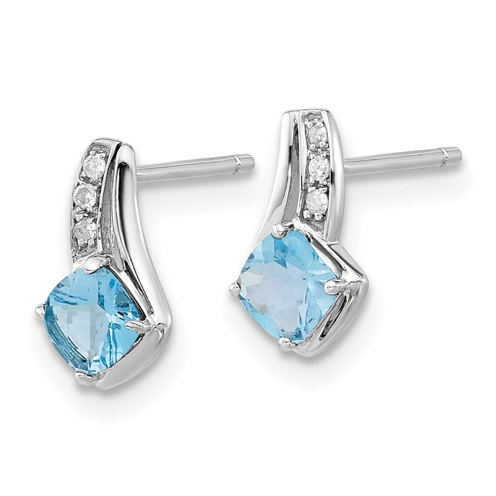 10K White Gold Blue Topaz and Diamond  Earrings