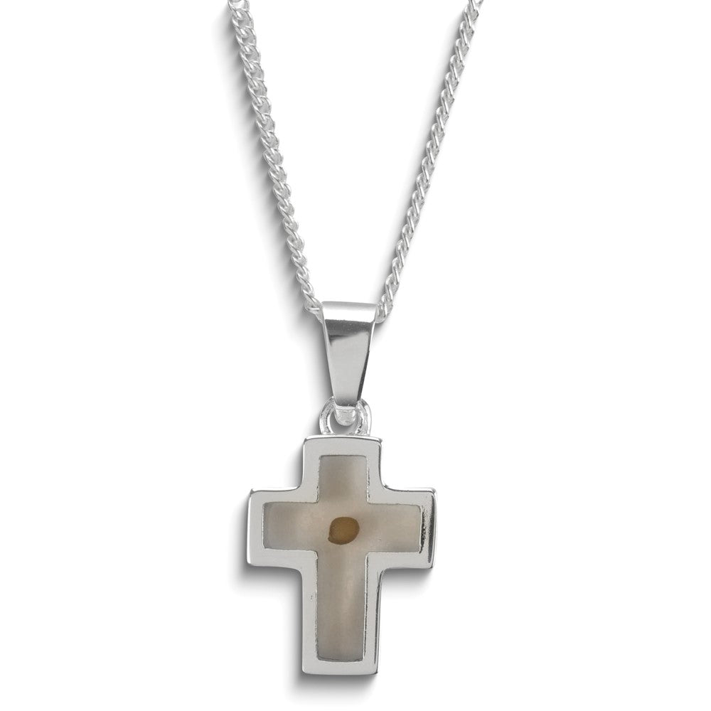 Silver-plated Mustard Seed Faith Acrylic Cross 18 inch Necklace on Poem Card QGM22784
