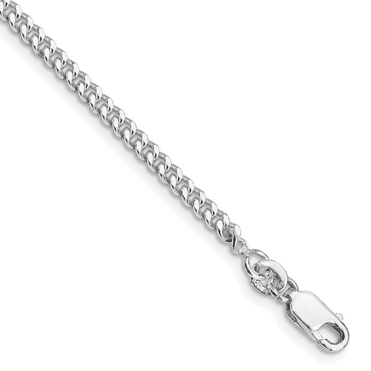 Sterling Silver Rhodium-plated 3mm Curb Chain 7 inches