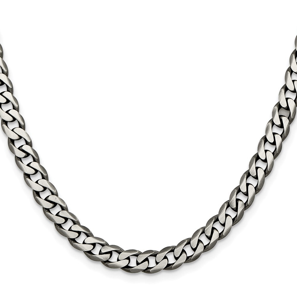 Sterling Silver Antiqued 6.5mm Curb Chain 18 Inches