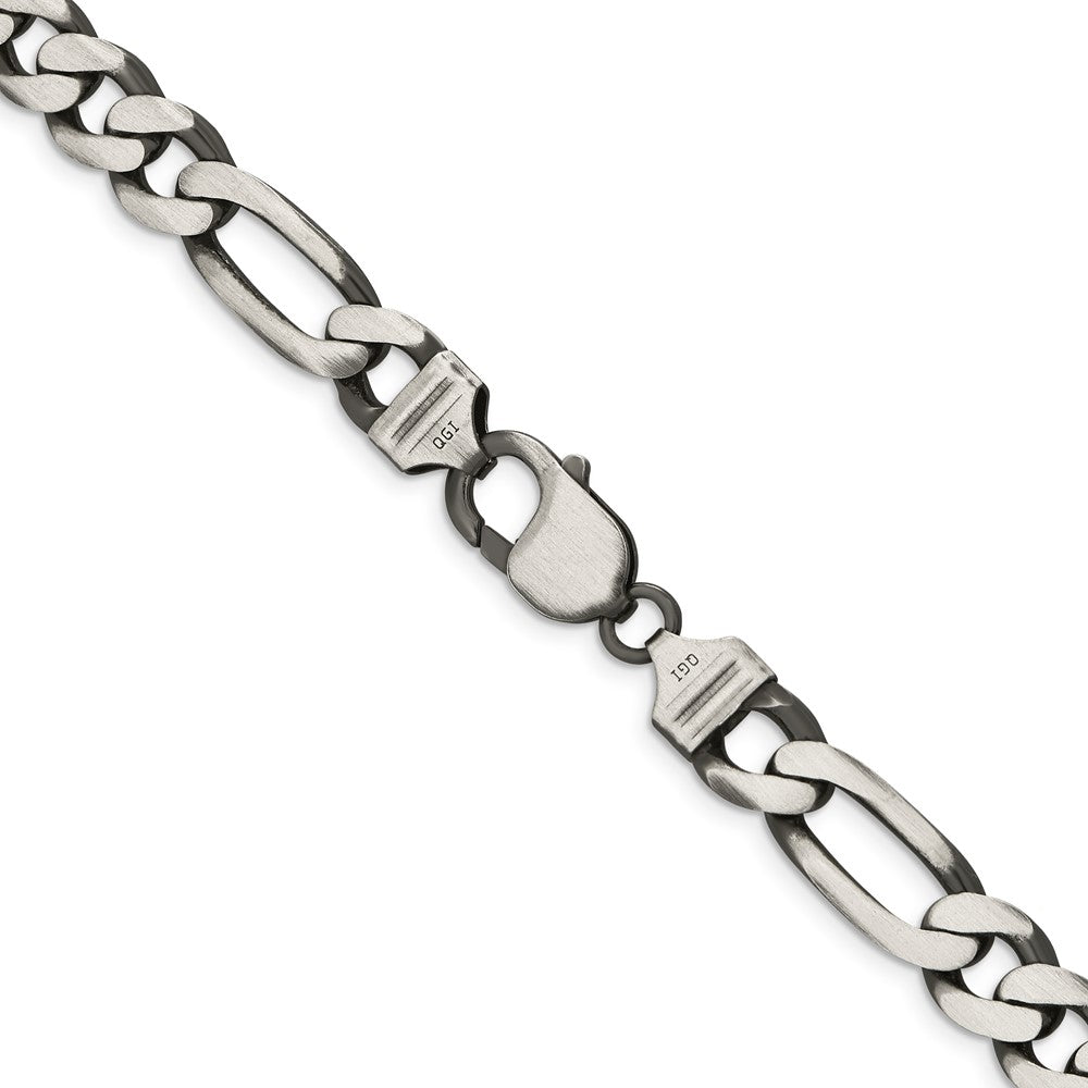 Sterling Silver Antiqued 9mm Figaro Chain 28 Inches