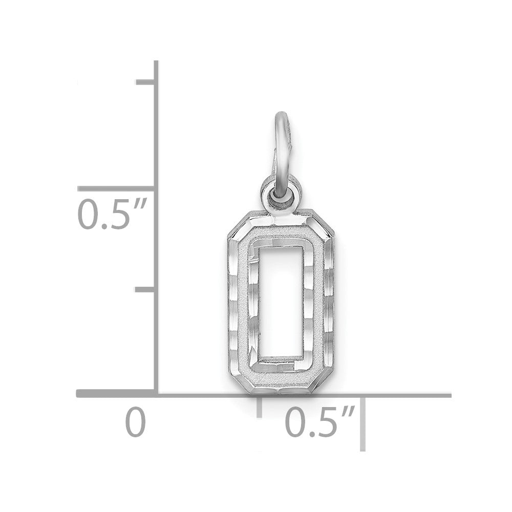 Sterling Silver Rhodium-plated Diamond-cut #0 Charm