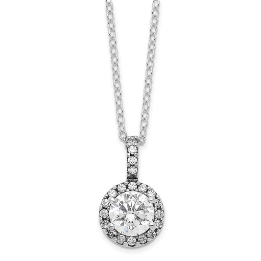 Sterling Silver Rhodium-plated Diamonore Halo Necklace