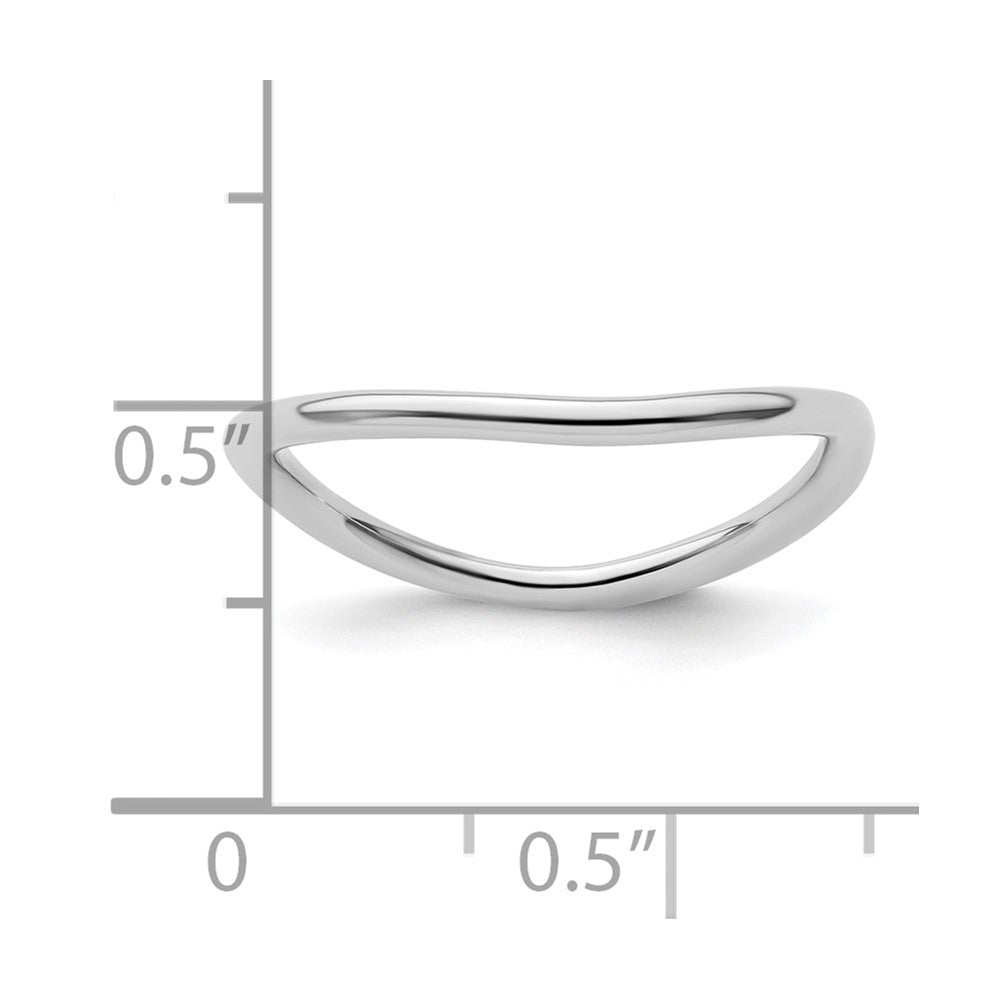 Sterling Silver Stackable Expressions Polished Rhodium-plate Wave Ring Size -7