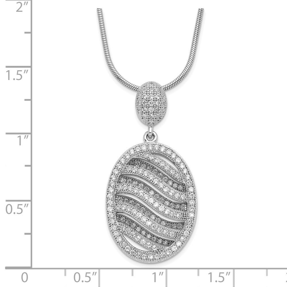 Sterling Silver & CZ Brilliant Embers Polished Oval Necklace
