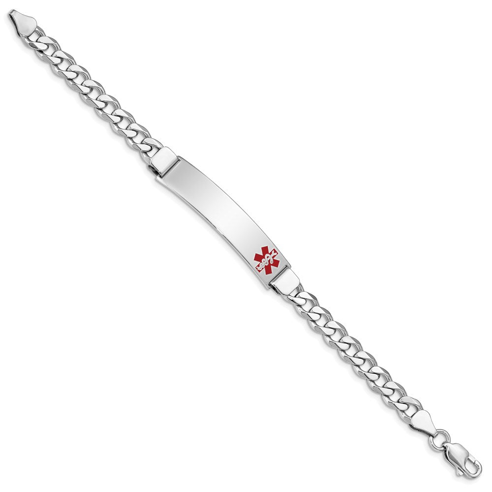 Sterling Silver Rhodium-plated Medical ID Curb Link Bracelet 8 inches
